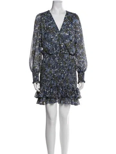 Pre-owned Veronica Beard Floral Print Mini Dress In Blue