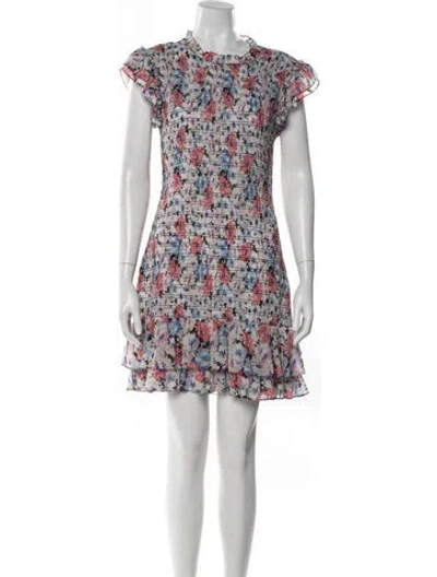 Pre-owned Veronica Beard Floral Print Mini Dress In Blue