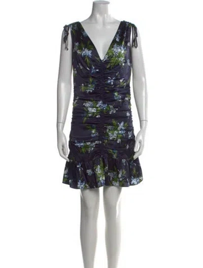 Pre-owned Veronica Beard Floral Print Mini Dress In Blue