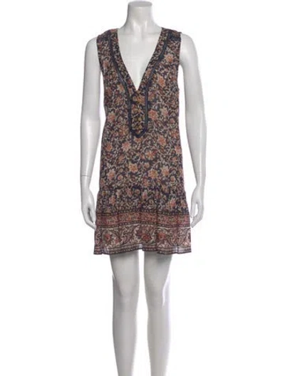 Pre-owned Veronica Beard Floral Print Mini Dress In Blue