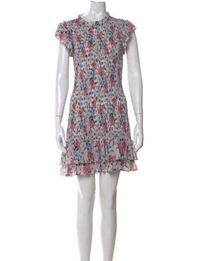 Pre-owned Veronica Beard Floral Print Mini Dress In Blue