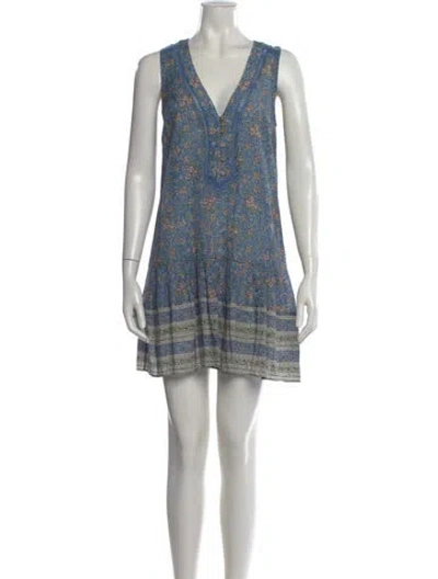Pre-owned Veronica Beard Floral Print Mini Dress In Blue