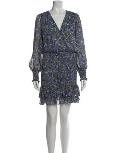 Pre-owned Veronica Beard Floral Print Mini Dress In Blue