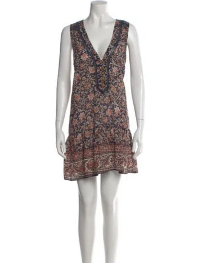 Pre-owned Veronica Beard Floral Print Mini Dress In Blue