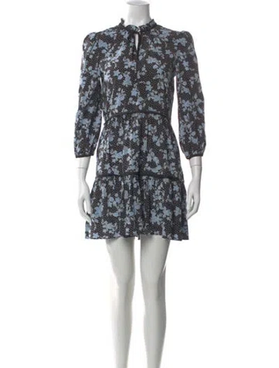 Pre-owned Veronica Beard Floral Print Mini Dress In Blue