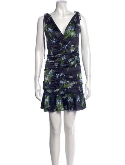 Pre-owned Veronica Beard Floral Print Mini Dress In Blue