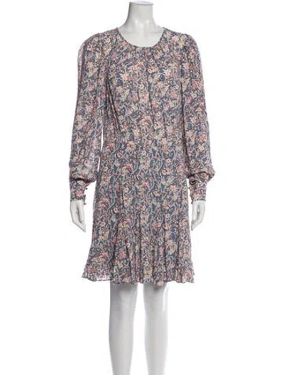Pre-owned Veronica Beard Floral Print Mini Dress In Blue