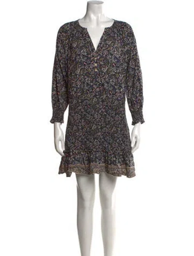 Pre-owned Veronica Beard Floral Print Mini Dress In Blue