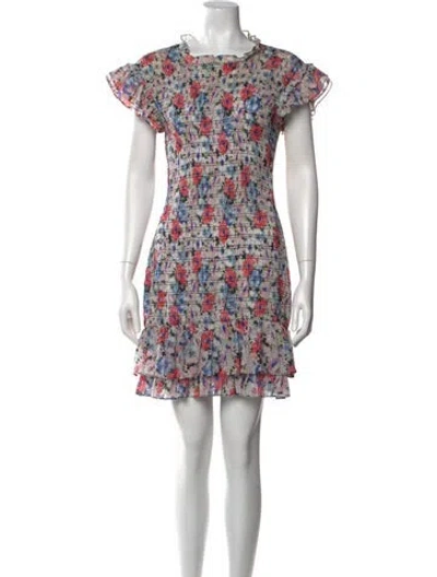 Pre-owned Veronica Beard Floral Print Mini Dress In Blue