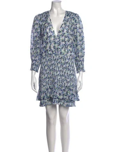 Pre-owned Veronica Beard Floral Print Mini Dress In Blue