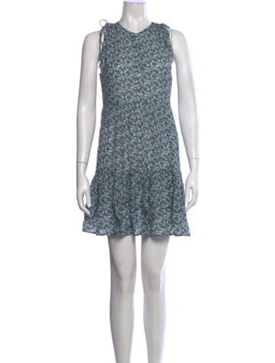 Pre-owned Veronica Beard Floral Print Mini Dress In Blue