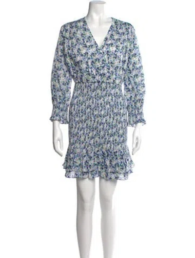 Pre-owned Veronica Beard Floral Print Mini Dress In Blue