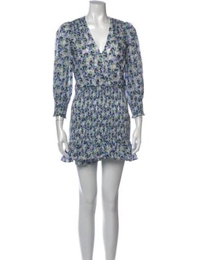 Pre-owned Veronica Beard Floral Print Mini Dress In Blue