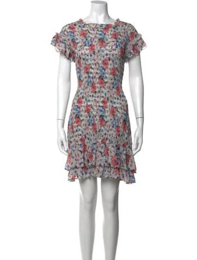 Pre-owned Veronica Beard Floral Print Mini Dress In Blue