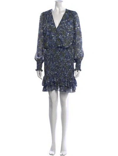 Pre-owned Veronica Beard Floral Print Mini Dress In Blue
