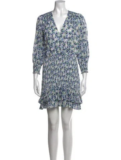 Pre-owned Veronica Beard Floral Print Mini Dress In Blue
