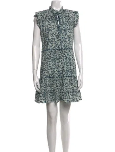 Pre-owned Veronica Beard Floral Print Mini Dress In Blue