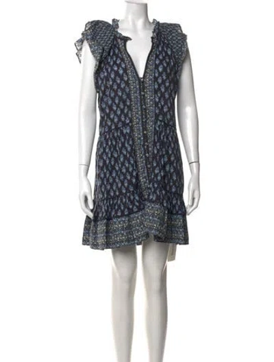 Pre-owned Veronica Beard Floral Print Mini Dress In Blue