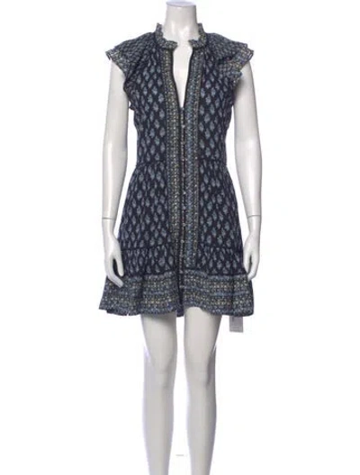 Pre-owned Veronica Beard Floral Print Mini Dress In Blue