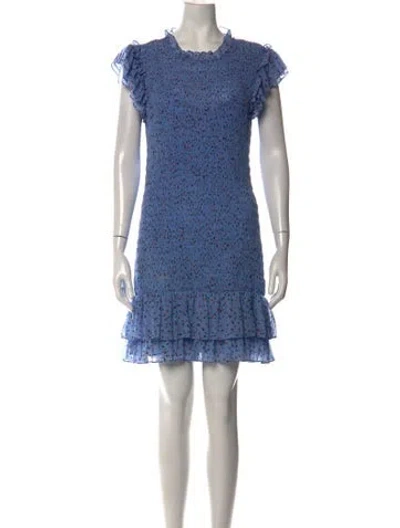 Pre-owned Veronica Beard Floral Print Mini Dress In Blue