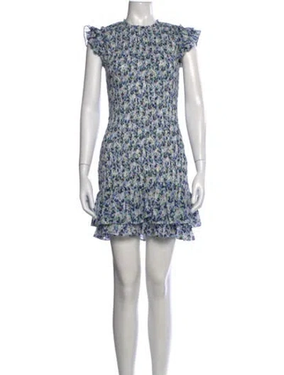 Pre-owned Veronica Beard Floral Print Mini Dress In Blue