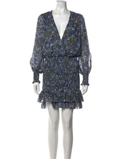 Pre-owned Veronica Beard Floral Print Mini Dress In Blue