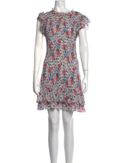 Pre-owned Veronica Beard Floral Print Mini Dress In Blue