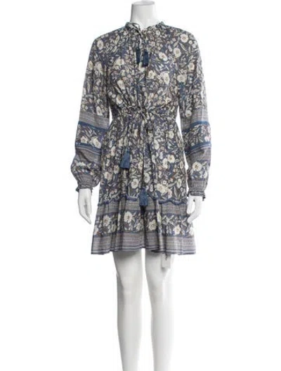 Pre-owned Veronica Beard Floral Print Mini Dress In Blue/brown/neutrals