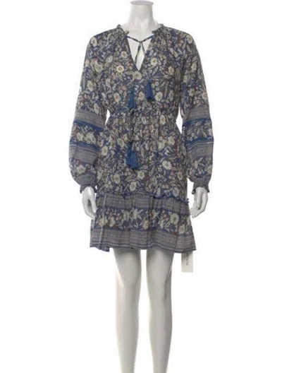 Pre-owned Veronica Beard Floral Print Mini Dress In Blue/brown/neutrals