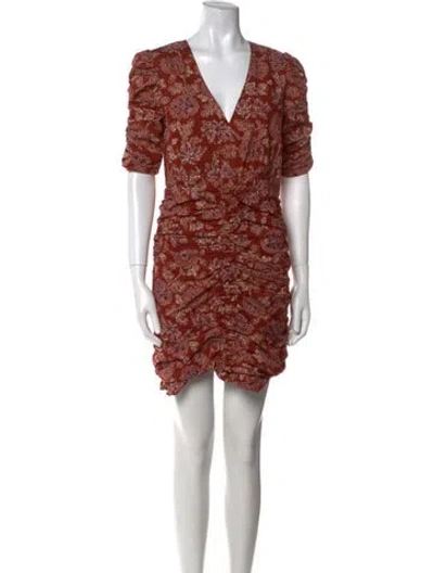 Pre-owned Veronica Beard Floral Print Mini Dress In Brown