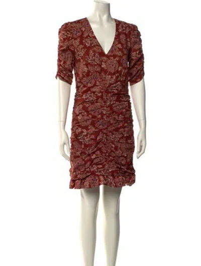 Pre-owned Veronica Beard Floral Print Mini Dress In Brown