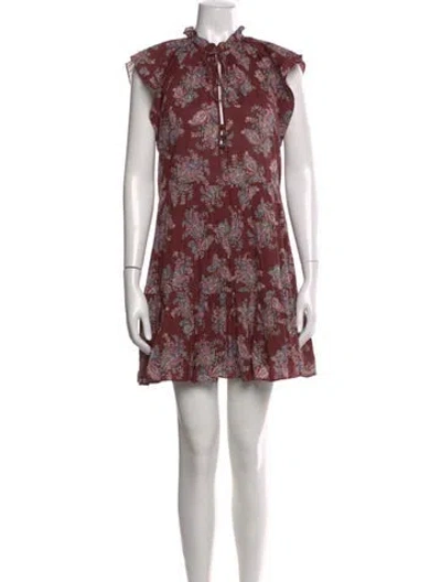 Pre-owned Veronica Beard Floral Print Mini Dress In Brown