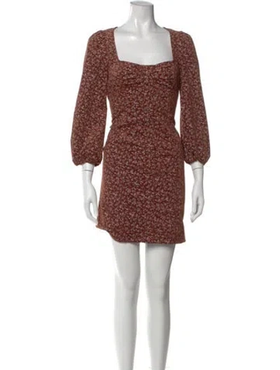 Pre-owned Veronica Beard Floral Print Mini Dress In Brown