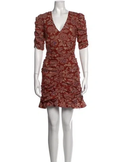 Pre-owned Veronica Beard Floral Print Mini Dress In Brown