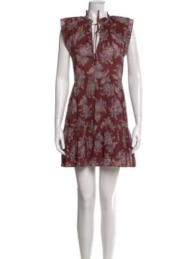 Pre-owned Veronica Beard Floral Print Mini Dress In Burgundy