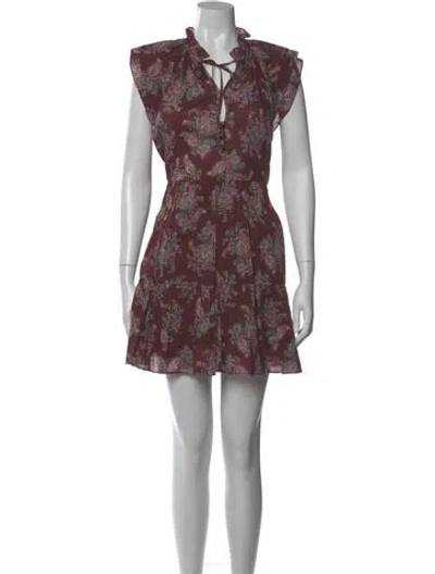 Pre-owned Veronica Beard Floral Print Mini Dress In Burgundy