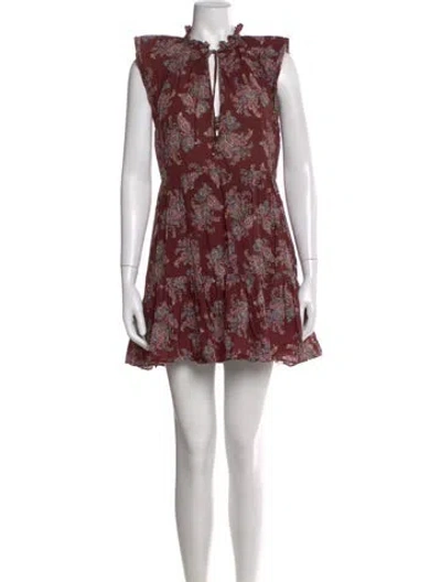 Pre-owned Veronica Beard Floral Print Mini Dress In Burgundy