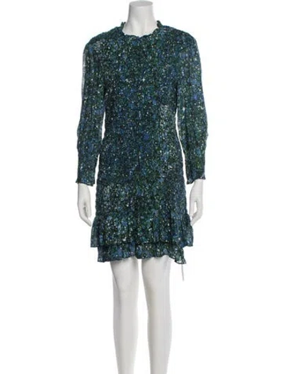 Pre-owned Veronica Beard Floral Print Mini Dress In Green