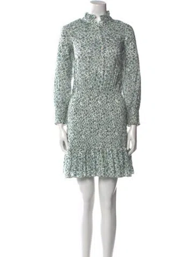 Pre-owned Veronica Beard Floral Print Mini Dress In Green