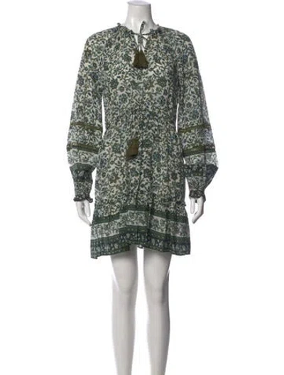 Pre-owned Veronica Beard Floral Print Mini Dress In Green