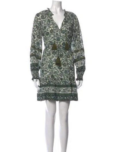 Pre-owned Veronica Beard Floral Print Mini Dress In Green