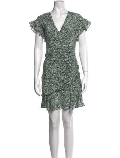 Pre-owned Veronica Beard Floral Print Mini Dress In Green