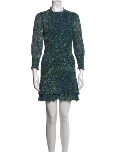 Pre-owned Veronica Beard Floral Print Mini Dress In Green