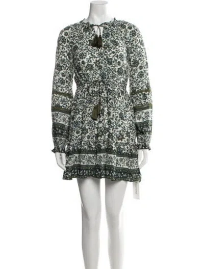 Pre-owned Veronica Beard Floral Print Mini Dress In Green