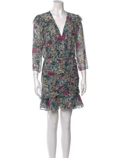 Pre-owned Veronica Beard Floral Print Mini Dress In Multi