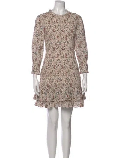 Pre-owned Veronica Beard Floral Print Mini Dress In Neutral
