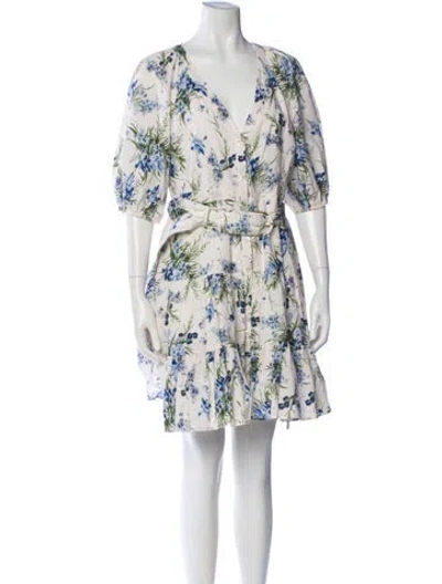 Pre-owned Veronica Beard Floral Print Mini Dress In Neutral