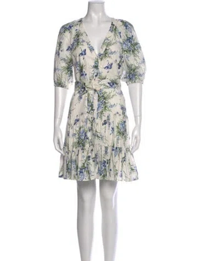 Pre-owned Veronica Beard Floral Print Mini Dress In Neutral
