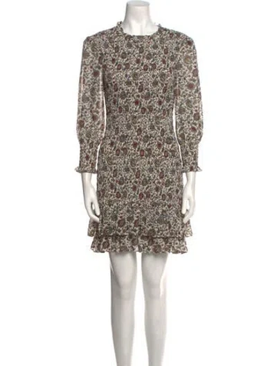 Pre-owned Veronica Beard Floral Print Mini Dress In Neutral