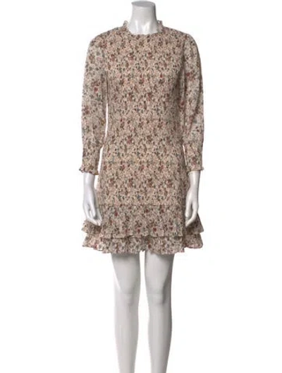 Pre-owned Veronica Beard Floral Print Mini Dress In Neutral
